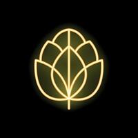 Neon sign showing stylized hop cone for beer branding vector
