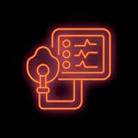 Neon icon of anesthesia machine displaying patient's vital signs vector