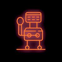 Neon sign depicting a medical ventilator with a display and tubes vector