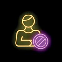 Neon style icon of person with stop sign for access denied concept vector