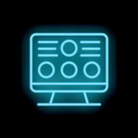 Neon icon of computer monitor showing website design interface vector