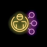 Neon icon of candidate choosing process, human resources concept vector