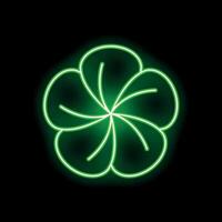 Green neon clover glowing on black background vector