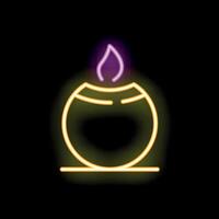 Neon sign depicting a burning candle spreading light in the darkness vector
