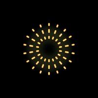Golden neon light creating a circle on black background vector