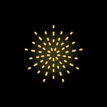 Neon yellow firework exploding with trail effect on black background vector