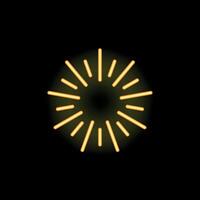 Bright yellow neon light creating a shining sun on a black background vector