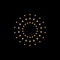 Golden squares forming concentric circles on black background vector