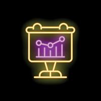 Neon flip chart with growing chart icon showing business success vector