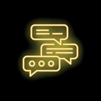 Neon speech bubbles showing online communication on black background vector