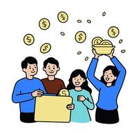 People holding up a sign with money in it vector