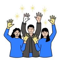 People with Glowing Hiring Checklists and Joyful Expressions concept as A group of people holding glowing hiring checklists with joyful expressions set against a vector