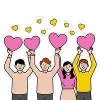 People with Glowing Hiring Checklists and Joyful Expressions concept as A group of people holding glowing hiring checklists with joyful expressions set against a vector