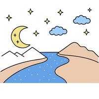 Dawn and Night River concept as A timelapse view of a river at dawn and night set against a whimsical background offering ample space for text or graphics symbol vector