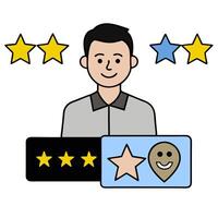 Customer satisfaction icon with copy space on white background concept as A illustration of a customer satisfaction icon with ample copy space on a white vector