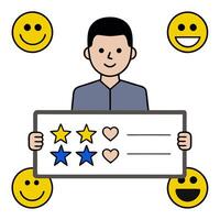 Customer satisfaction icon with copy space on white background concept as A illustration of a customer satisfaction icon with ample copy space on a white vector