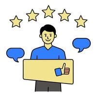 Customer satisfaction icon with copy space on white background concept as A illustration of a customer satisfaction icon with ample copy space on a white vector
