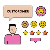 Customer satisfaction icon with copy space on white background concept as A illustration of a customer satisfaction icon with ample copy space on a white vector