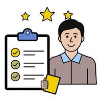 Customer satisfaction icon with copy space on white background concept as A illustration of a customer satisfaction icon with ample copy space on a white vector
