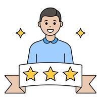 Customer satisfaction icon with copy space on white background concept as A illustration of a customer satisfaction icon with ample copy space on a white vector