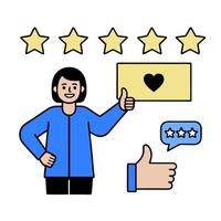Customer satisfaction icon with copy space on white background concept as A illustration of a customer satisfaction icon with ample copy space on a white vector