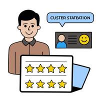 Customer satisfaction icon with copy space on white background concept as A illustration of a customer satisfaction icon with ample copy space on a white vector