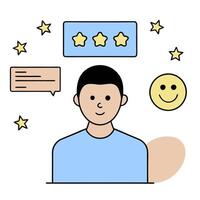 Customer satisfaction icon with copy space on white background concept as A illustration of a customer satisfaction icon with ample copy space on a white vector