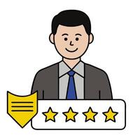 Customer satisfaction icon with copy space on white background concept as A illustration of a customer satisfaction icon with ample copy space on a white vector