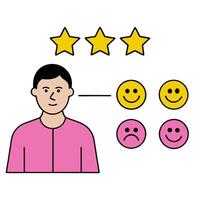 Customer satisfaction icon with copy space on white background concept as A illustration of a customer satisfaction icon with ample copy space on a white vector