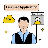 Customer application icon with copy space on white background concept as A illustration of a customer application icon with ample copy space on a white ba vector