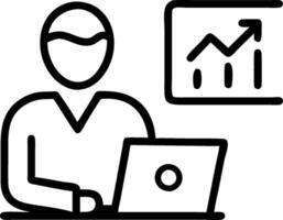 minimalize as Business consultant analyzing financial data concept as A illustration of a business consultant in an office analyzing financial data on a laptop hig vector