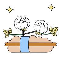 Cotton Bale and Horizontal Line concept as Cotton bale and a horizontal line on a whimsical background offering ample space for text or graphics symbolizing cons vector