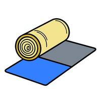 A roll of carpet on a blue mat vector