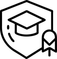 as Cyber security training icon with a graduation cap and shield concept as illustration of a cyber security training icon with a graduation cap and shield highlig vector