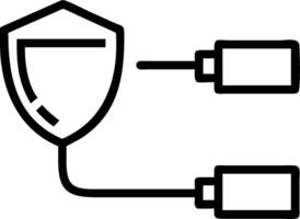 as Network firewall icon with a shield and network cable concept as illustration of a network firewall icon with a shield and network cable emphasizing the role of vector