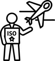 Aerospace Engineer with ISO Certificate and Aircraft Model concept as An aerospace engineer holding an ISO certificate and an aircraft model set against a whimsi vector