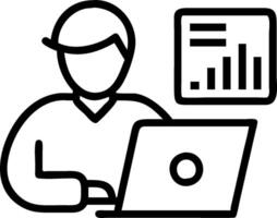 Analyst with Laptop and Graph concept as An analyst using a laptop and studying a graph set against a dreamy background offering ample space for text or graphics vector