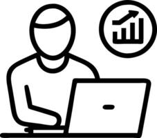 Analyst with Laptop and Graph concept as An analyst using a laptop and studying a graph set against a dreamy background offering ample space for text or graphics vector