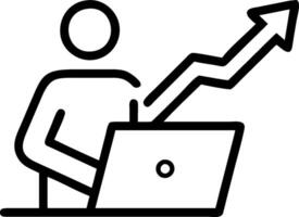Analyst with Laptop and Graph concept as An analyst using a laptop and studying a graph set against a dreamy background offering ample space for text or graphics vector