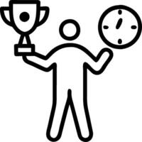 Athlete with a stopwatch and a trophy symbolizing performance and achievement with space for writing. concept as An athlete holding a stopwatch and a trophy indi vector