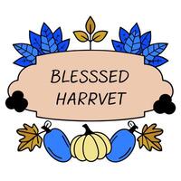Autumn Garland Border with Gourds and Give Thanks Wording concept as A beautifully designed border frame featuring an autumn garland made of gourds leaves and be vector