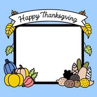 Autumn Leaves and Cornucopia Border with Happy Thanksgiving Wording concept as An elegant border frame adorned with a variety of autumn leaves and a cornucopia f vector