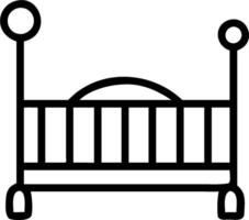 Baby crib icon with copy space on a blue background concept as A image of a baby crib icon with ample copy space on a blue background ideal for newborn sl vector