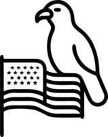 Bald eagle and an American flag symbolizing national pride with ample space for text. concept as A bald eagle perched on a flagpole with an American flag represe vector