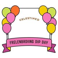 Balloons and Streamers Border with Celebrating Friendship Wording concept as A festive border frame featuring balloons and streamers symbolizing the joy and cele vector