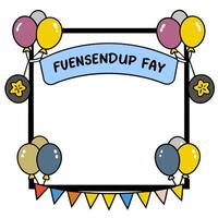 Balloons and Streamers Border with Celebrating Friendship Wording concept as A festive border frame featuring balloons and streamers symbolizing the joy and cele vector