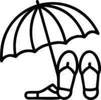 Beach umbrella and flip flops icon with blank area for customizable text concept as A creative depiction of a beach umbrella and flip flops icon featuring a blan vector