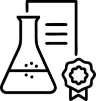 Beakers with Certificate and ISO Badge concept as Beakers with a certificate and an ISO badge set against a whimsical background offering ample space for text or vector