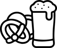 Beer mug and a pretzel symbolizing classic pub snacks with ample space for text. concept as A frothy beer mug and a pretzel representing classic pub snacks and b vector