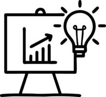 Blackboard with Efficiency Chart and Lightbulb concept as A blackboard with an efficiency chart and a lightbulb set against a dreamy background offering ample sp vector
